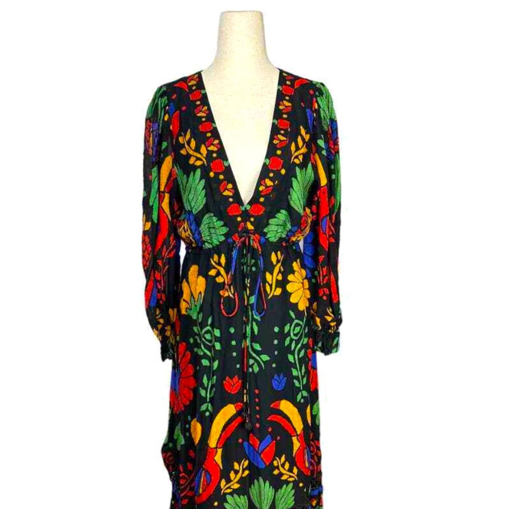 Farm Rio for Anthropologie Georgette Toucan Pineapple Maxi Dress